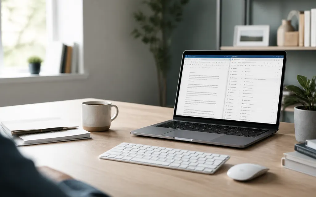 Scrivania con laptop per lavoro e uso domestico con Office.